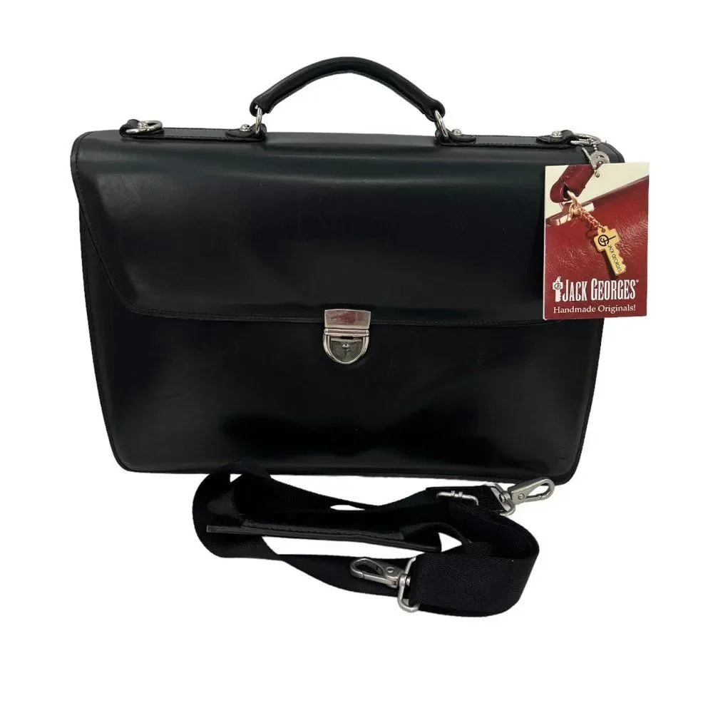 Jack Georges Black Elements Briefcase with Key & Tag